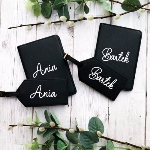Personalized Name Passport Cover and Luggage Tag Set Customized Gift For Couples Unique Wedding Party Bridesmaid Gift Travel Set