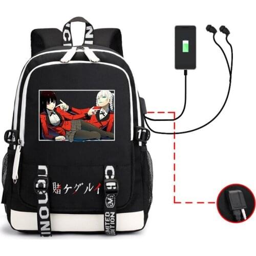 Kakegurui Backpack Anime Jabami Yumeko Plus Ultra Multifunction USB Charging Laptop Shoulder Unisex Travel School Bags Girl Boys