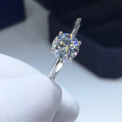Silver 925 Original 1 Carat D Color Moissanite 4 Claw Wedding Ring Brilliant Cut Diamond Test Past Gemstone Rings Party Jewelry