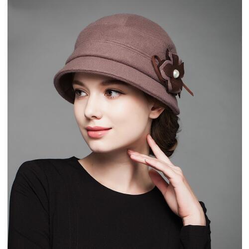 Women Fedoras Hat Winter Fall New Wool British Vintage Retro Ladies Cap Korean Warm Basin Hats Female Elegant Church Caps H6741