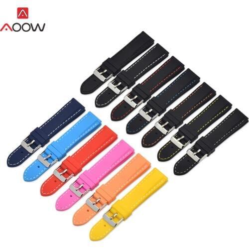 Silicone Rubber Sport Watch Band Universal Watchband Strap Wrist Belt Bracelet 16mm 18mm 20mm 22mm 24mm for Men Women