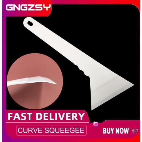White Long Handle Squeegee with Curve Edge for Vinyl Film Car Wrap Window Tint Tools Auto Car Wrapping Plastic Scraper B44