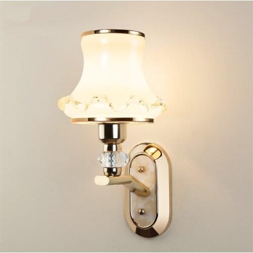 Modern European Gold Glass Wall Lamps Bedside Bedroom LivingRoom Deco Dining Wall Lights Aisle Stairs Bathroom Mirror Headlights