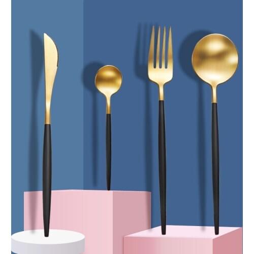 Stainless Steel Cutlery Knife, Fork and Spoon Set Four Piece Set of Creative Western Hotel Dessert Spoon Steak Knife and Fork