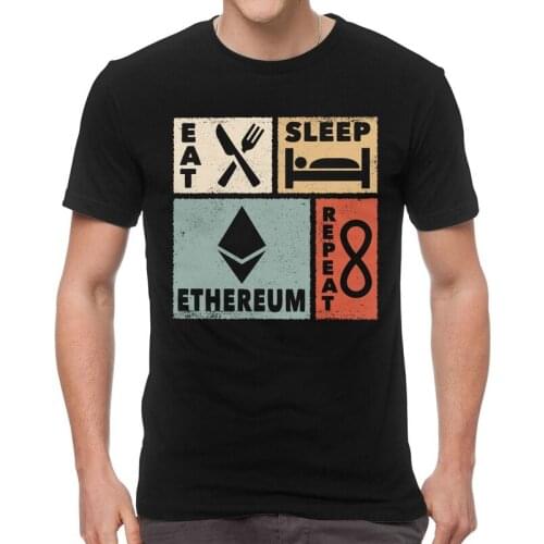 Vintage Design Ethereum T Shirt Mens Cotton T-shirt Novelty Tshirt Short Sleeve Blockchain Crypto Cryptocurrency Tee Tops