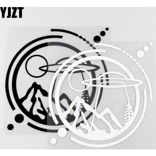 YJZT 15.8X16CM Flying Saucer Personality Car Stickers Ufo Funny Vinyl Decals Black / Silver 10A-0057