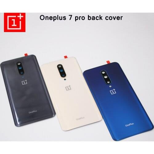 Oneplus 7pro Back Cover Official 1+ 7 pro Battery Cover Real Glass Door Housing Panel Case Mobile Phone Parts + Camera Lens Logo