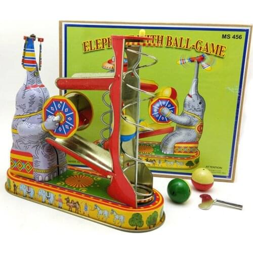 Retro Collection Tin toys Adults Metal Wind up Toy Elephant Ball Game Robot Vehicle Handmade Iron Mechanical Tin Toys
