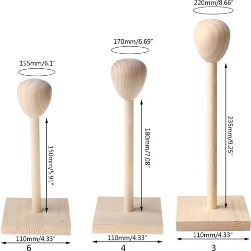 1/3 1/4 1/6 Wooden Hair Wigs Hat Cap Holder Stand Display Rack Tools for Doll