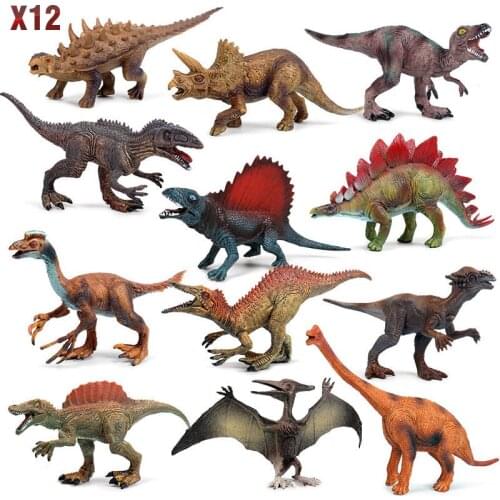 12pcs/set Dinosaur Models Figures Toys Wildlife Ainimal Action Figure for Home Ornaments Children Simulation Toys Gift
