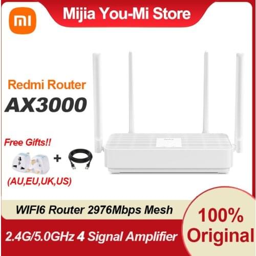 2021 Xiaomi Redmi AX3000 WIFI6 Router 2976Mbps Mesh Dual Bands 5G 256MB 160MHZ OFDMA Efficient Transmission 4 Signal Amplifier