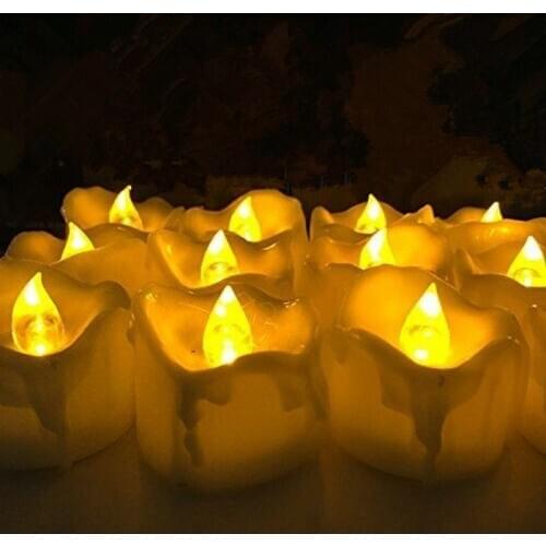 240PCS/lot Flameless LED Tea Light w/Timer Wax Dripped Battery powered candle lamp Wedding Xmas Home Party bar decor-AMBER