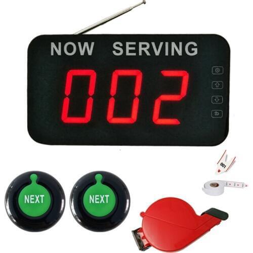 3-digit LED Queue Display with Next Control Button Ticket Dispenser Wireless Restaurant Take a Number Calling System