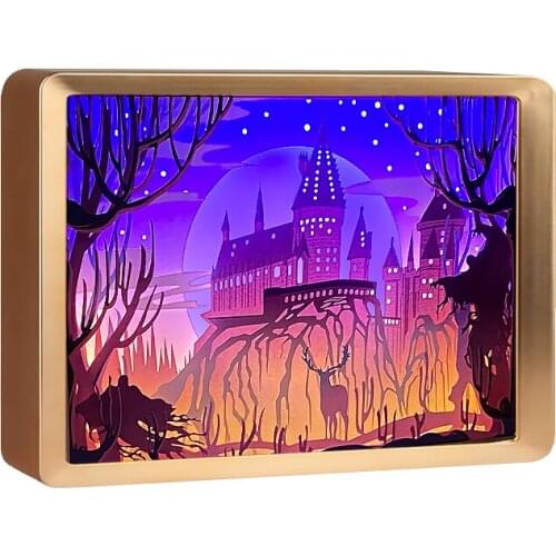 3D Led Light Shadow Box Magic Castle Custom Festival Accessories Gift Boyfriend Diy Craft Paper Decorative Paper Cut Light Box