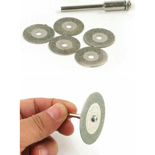 5pcs 22mm Mini Diamond Coated Cutting Wheels Saw Blades Disc + 1pcs Mandrel , For Power Rotary Tool