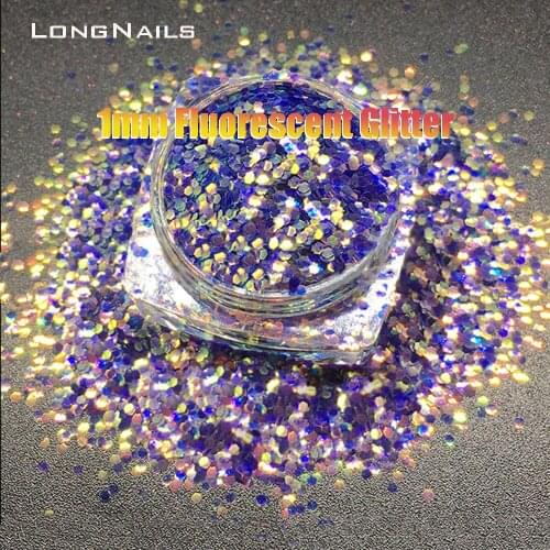 1.76fl.oz Fine Polyester Mini Chunky Glitter 1mm Fluorescent Filler Slime Crystal-MUD Holographic Rainbow Nail Decor glitter 086