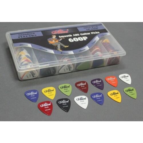 600P Box-packed Smooth ABS Acoustic Electric Guitar Bass Picks Standard Plectra 0.58/0.71/0.81/0.96/1.20/1.50 mm