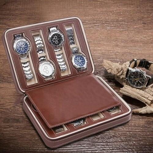 8 Grids Watch Display Storage Box Case Faux Leather coffee storage box storage container organizer jewelry organizer