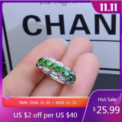925 Sterling Silver Ring Jewelry Big Nautral Diopside 3mm*4mm with Good Color Women Rings