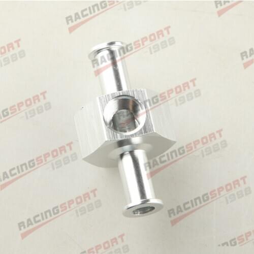 8mm Billet Aluminum Fuel Pressure Gauge Inline Barb Adapter With 1/8"Port Silver