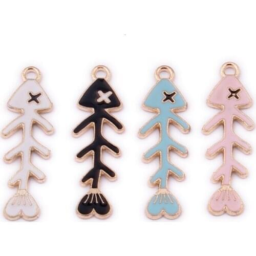 Free Shipping 80pcs 35*11MM DIy Jewelry Findings Ornament Accessories Animal Fish Bone Shape Enamel Oil Drop Pendant Charms