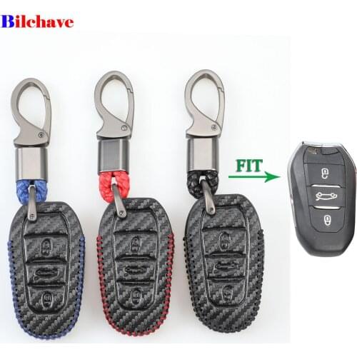 Bilchave 3 Buttons Remote Hand-stitched leather Case Cover Fob For Citroen C4 CACTUS C5 C3 C4L Peugeot 508 2008 3008 408 Holder