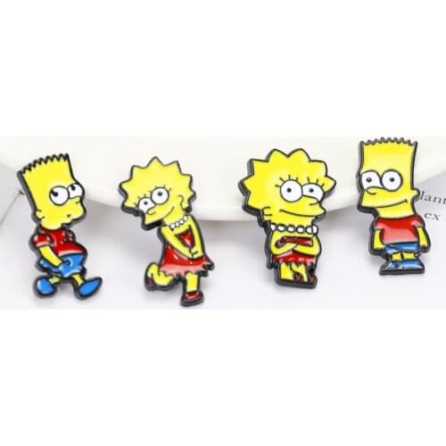 HOSENG 4Pcs/Lot Yellow Color Cute Humor Family Cartoon Brooch Women Fashion Trendy Luxury Enamel Pin Jewelry Accessories HS_383