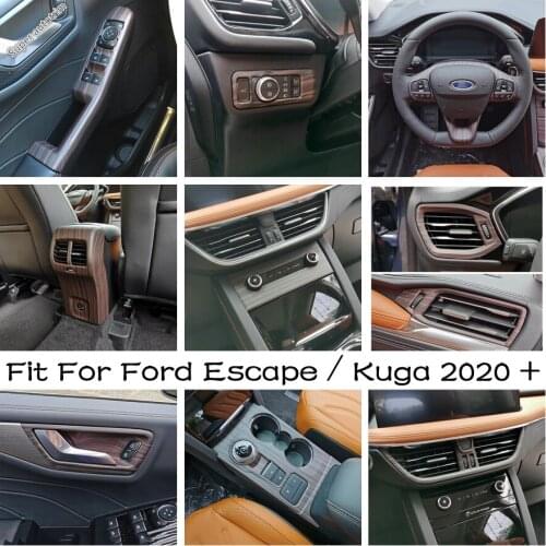 Center Control Storage Box Gap Plate / AC Outlet Decoration Frame Cover Trim Fit For Ford Escape / Kuga 2020 2021 ABS Interior