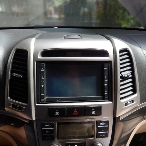 Stainless Steel central dash air condition AC Vent control frame cover trim for Hyundai Santa Fe 2007 2008 2009 2010 2011 2012