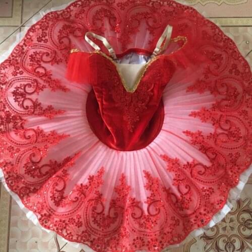New Arrival Children Red Plattered Tutu Ballet Dress Girls Swan Lake Show Dance Dresses Prom Party Performance Dancing Costume