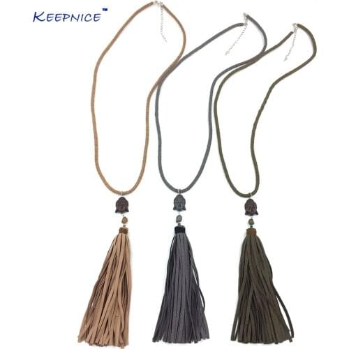 New Handmade Torque leather long necklace leather tassel Buddha pendents necklace tibeten carved Buddha pendants necklace