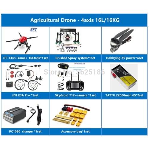 EFT E416S 16L Complete drone Agricultural spraying drone 16KG folding wheelbase with Hobby wing X9 power system drone