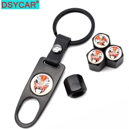 DSYCAR 4pcs Zinc Alloy Anti-theft Car Wheel Tire Valve Caps Stem Air+1pcs Leather buckle Wrench Auto Car Wheels Tires Parts