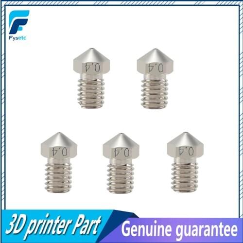 FYSETC 5pcs E3D Nickel Plating Copper Nozzle Durable non-stick High Performance for 3D Printers Hotend Thread for E3D V6 Hotend