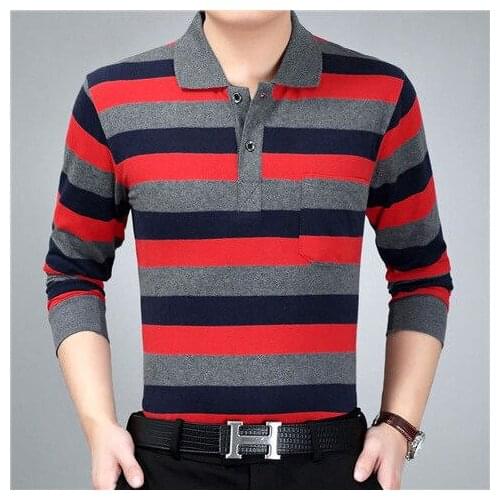 2021 High Quality Season Collar Long Sleeve T Shirt Men Tencel Cotton Shirt Collar Casual Jacket Middle Age Bottom Shirt