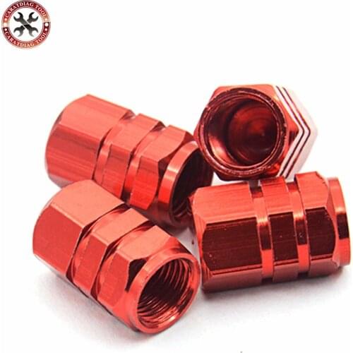 4pcs/set Aluminium alloy Car Tire Valve Caps Red Color Car-Styling Tyre Stems Air Caps Auto Wheel Cover Tire Accessories