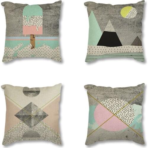 Abstract Geometric Texture Shape Art Printed Square Pillowcase 45x45cm Nordic Decorative Cushion Cover Linen Pillowcase Sofa