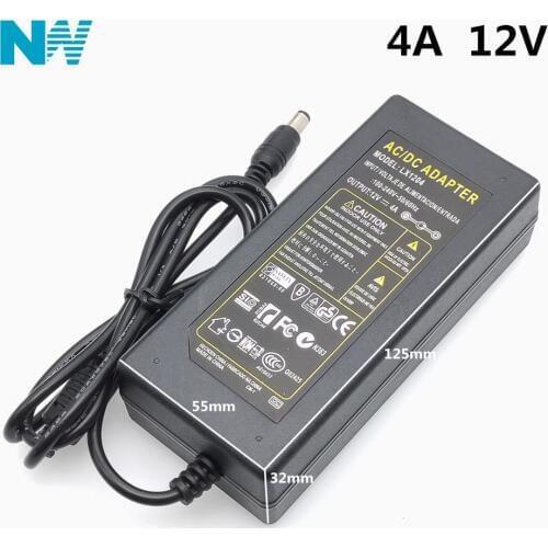 LX1204 AC100-240V to DC12V 4A 48W Power Adapter Switching Power Supply Charger For LED Strips Light