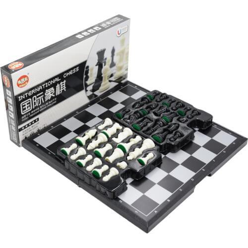 Portable Chess Set Folding Magnetic Plastic Chessboard Board Game Kid Toy International Chess Folding Portable Board Game 1set