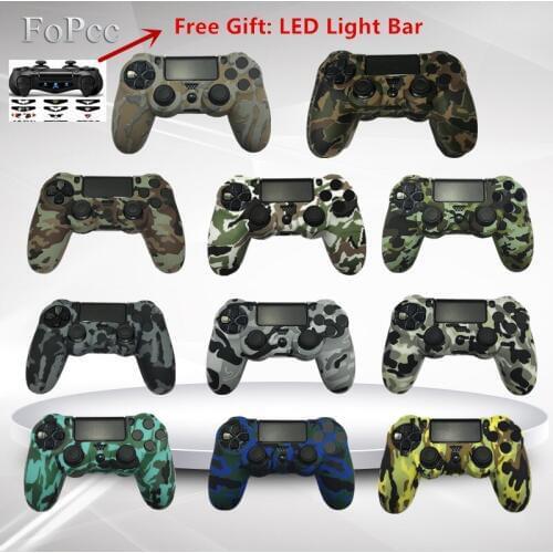FoPcc New Type Camouflage Special Design Army Soft Silicone Gel Skin Protective Rubber Cover Case for PS4 Wireless Controller