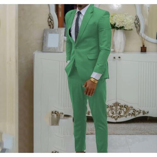 New Mens Suits Slim Fit Tuxedo for wedding 2 Pieces One Button Prom Business Blazer For Wedding Burgundy Green (Blazer+ Pants)