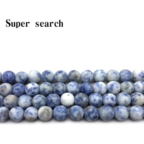 Wholesale Natural Stone Froste Sodalite Loose Beads 4 6 8 10 12mm Size White Spots Blue Beaded DIY Charm Jewelry Making Material