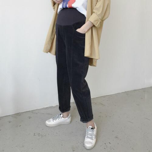Autumn Pregnant Women Casual Corduroy Warm Pants Elastic High Waist Trousers Pregnancy Pants Pregnant Women Maternity Thin Pants