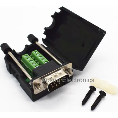 DB9 serial COM transfer-free solder terminals RS232 male connector with back side screw DIY