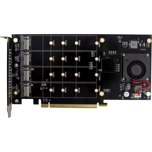 PCIe X16 4 Port M.2 NVMe SSD Adapter Chip PEX8747 128Gb/s High Speed for Mining RAID Riser Converter Expansion Mkey M2 Nvme Card