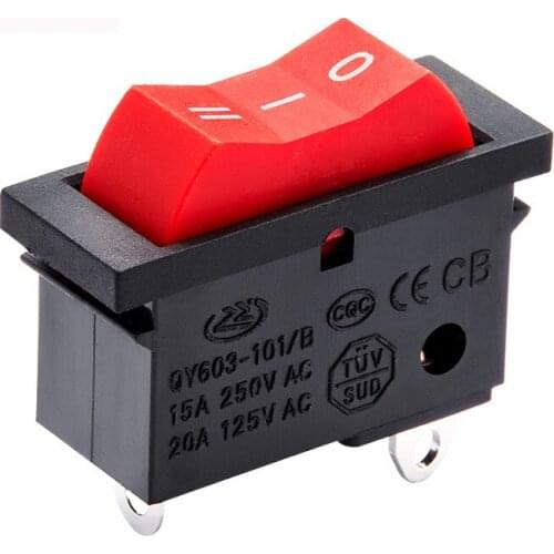 Rocker Switch 3 Position 3 Pins QY603-101/B Strong Electrical Conductivity Durable Copper Contacts ON-OFF-ON Power Button