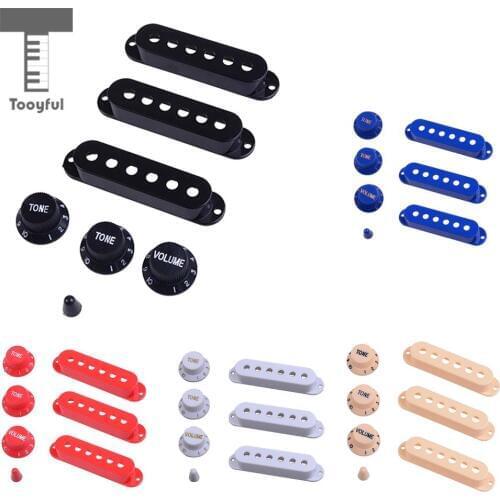 Tooyful 1 Set Plastic Single Coil Pickup Covers + Volume Tone Crontrol Knob + Switch Tip for Electric Guitar Replacement Parts