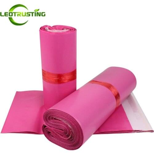 Leotrusting Deep Pink Poly Mailing Adhesive Envelope Bags Bolsa Gift Packaging Bags Plastic Mailer Pink Garment/Boxes Post Bags