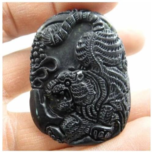 Natural stone Quartz Crystal hand-carved statue of Old tiger amulet Pendant for diy Jewelry making necklace Accessories