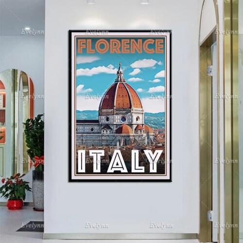 Retro Vintage Style Travel Poster Florence Italy Oil Painting Posters and Prints on Canvas Wall Art Modular Pictures Home Decor